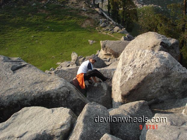 Difficult part of the Trek to Laka Glacier from Triund